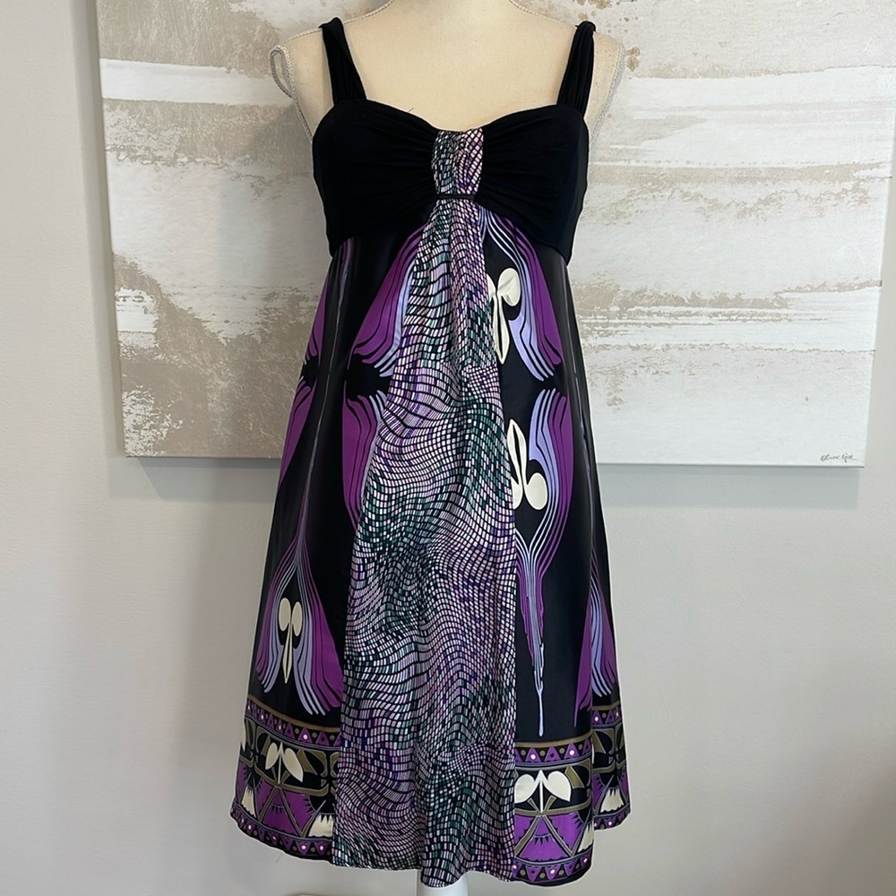 Single Dress Purple Silky Printed Dress size M